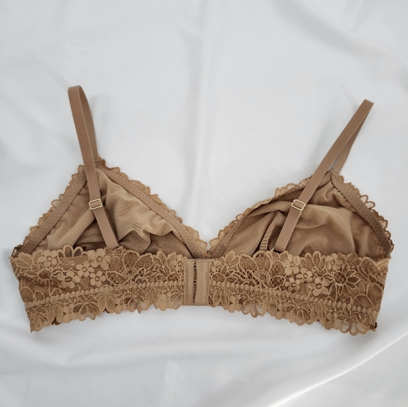 Aerie Womens Lace Bralette Size XL Nude Tan Triangle Adjustable‎ Coquette - Picture 2 of 7